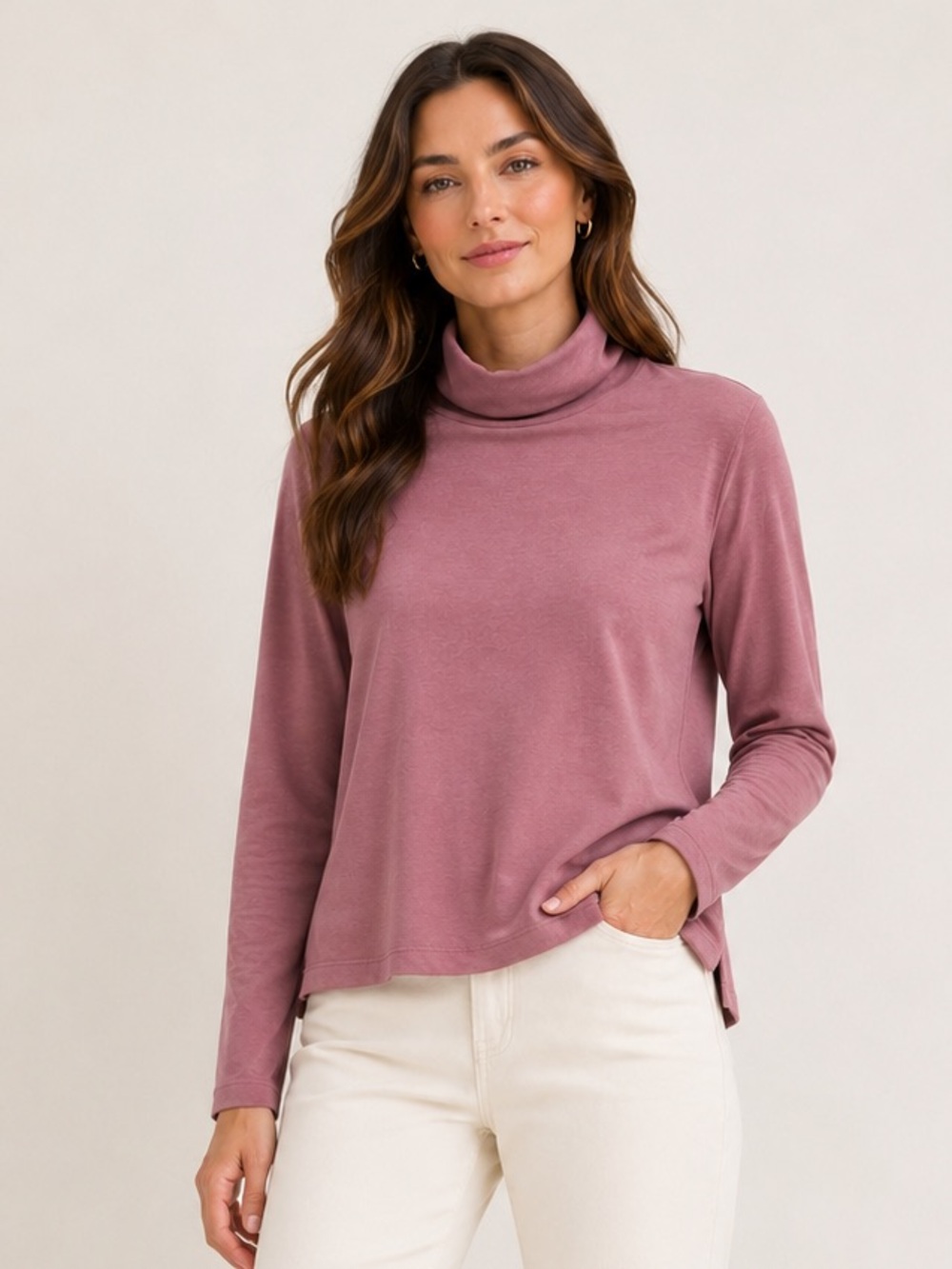 J. Jill Mauve Turtleneck Long-Sleeve Top